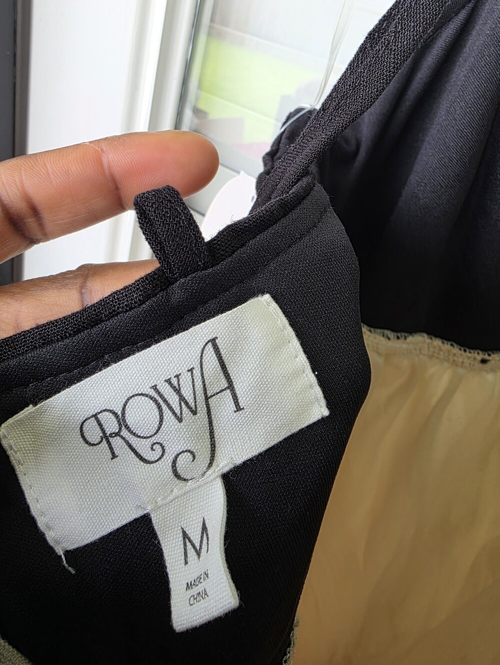 Row A Black Cream A-Line Midi Dress Halter Tie Back Cotton Linen Summer Dress M - Picture 6 of 8